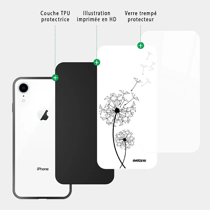 Acheter Evetane Coque en verre trempé iPhone Xr Pissenlit .