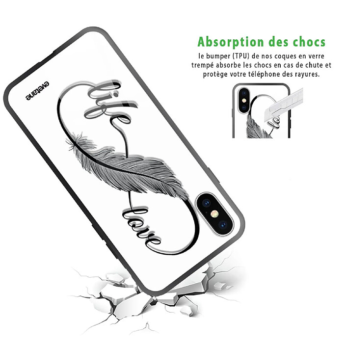 Avis Evetane Coque en verre trempé iPhone Xs Max Love Life .