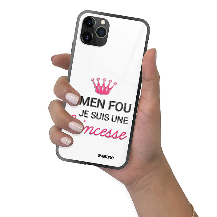Evetane Coque en verre trempé iPhone 11 Pro Max Je suis une princesse . pas cher