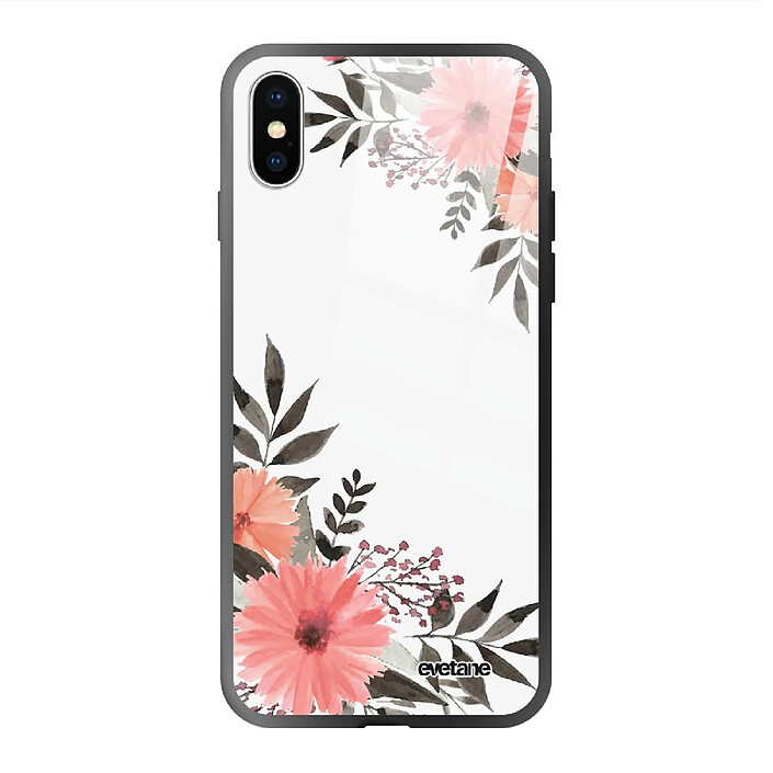 Evetane Coque en verre trempé iPhone Xs Max Fleurs roses .