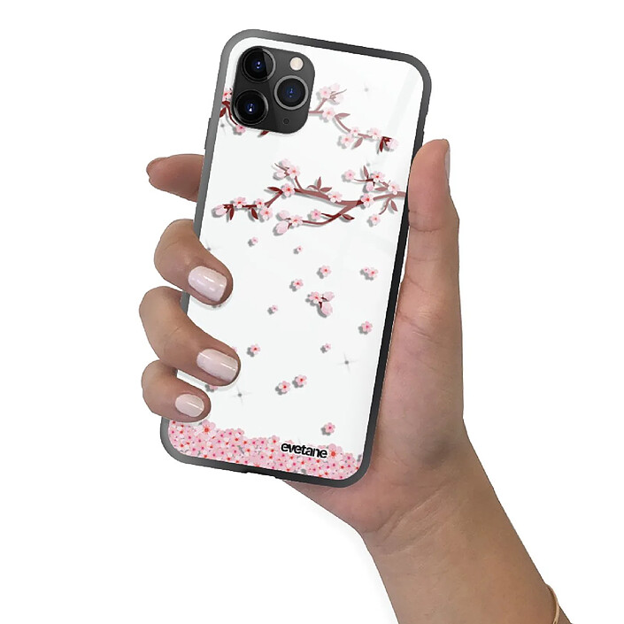 Evetane Coque en verre trempé iPhone 11 Pro Max Chute De Fleurs . pas cher
