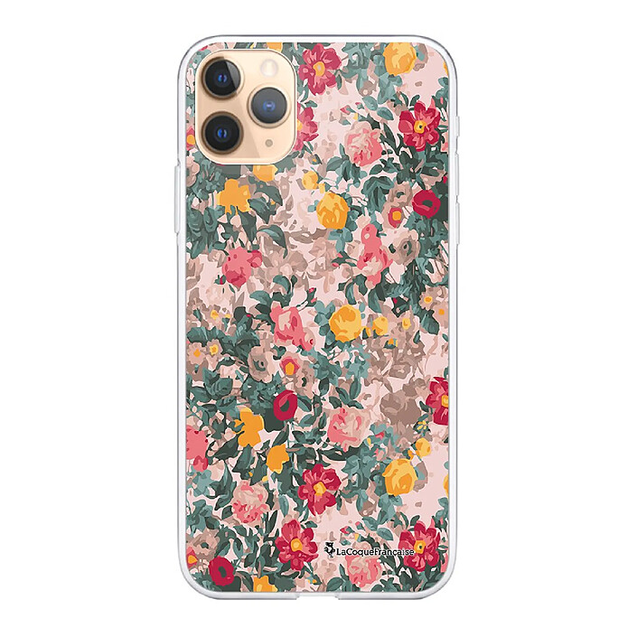 LaCoqueFrançaise Coque iPhone 11 Pro 360 intégrale transparente Motif Fleurs Beige et Rose Tendance .