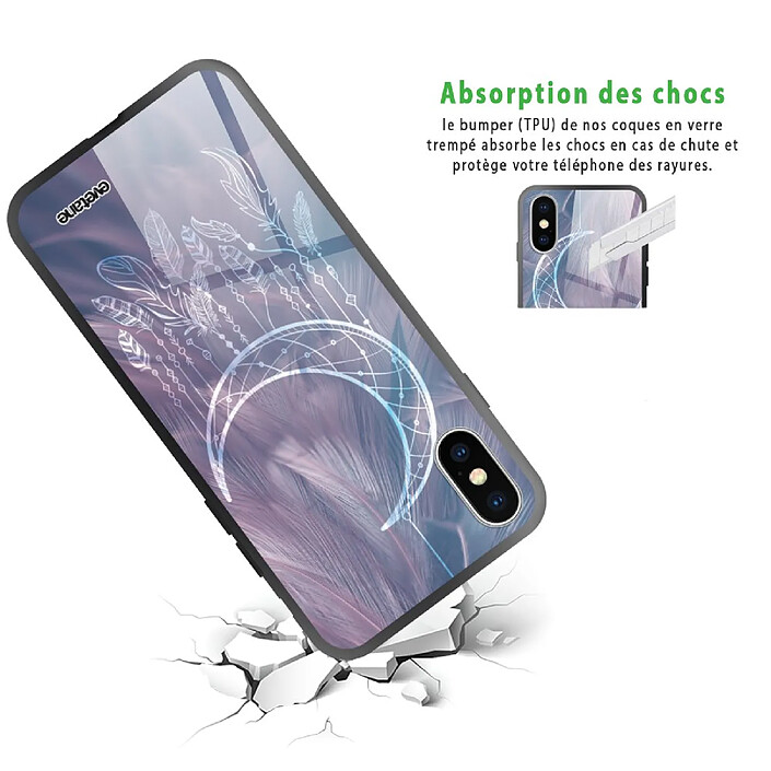 Avis Evetane Coque en verre trempé iPhone Xs Max Lune Attrape Rêve .
