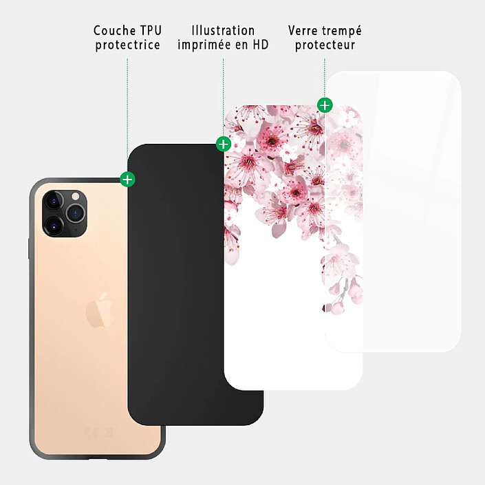 Acheter Evetane Coque en verre trempé iPhone 11 Pro Cerisier .