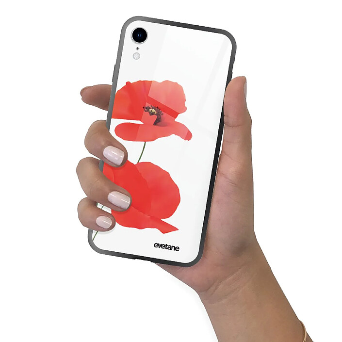 Evetane Coque en verre trempé iPhone Xr Coquelicot . pas cher