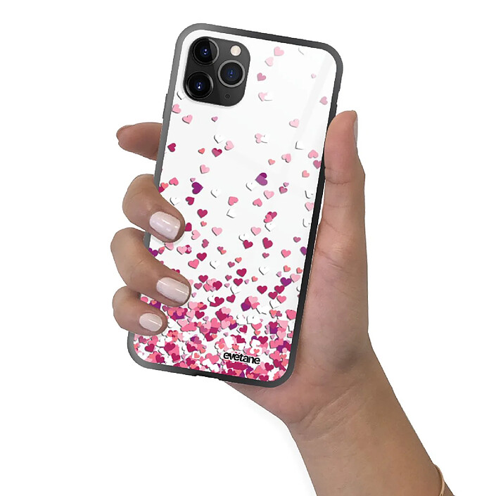 Evetane Coque en verre trempé iPhone 11 Pro Confettis De Coeur . pas cher