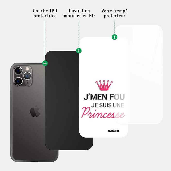 Acheter Evetane Coque en verre trempé iPhone 11 Pro Max Je suis une princesse .