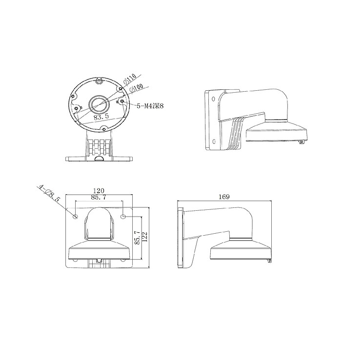 Hikvision - DS-1272ZJ-120 - Support mural Caméra pas cher