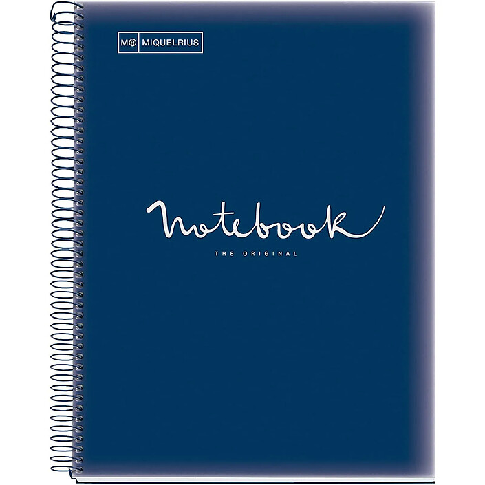 MIQUELRIUS Cahier Spirale A4 (21x29,7cm) Petits carreaux 80 p 90g Couverture Polypro bleu marine