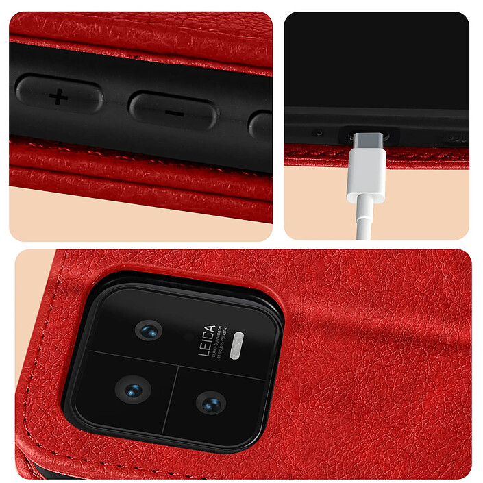 Acheter Avizar Housse pour Xiaomi 13 portefeuille rangement carte support vidéo rouge
