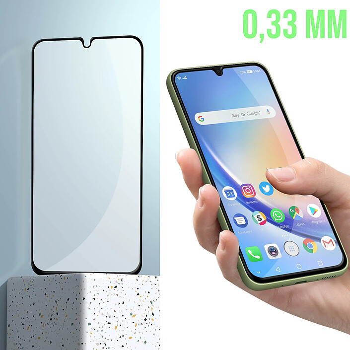 Avizar Verre Trempé pour Samsung Galaxy A34 5G dureté 9H Transparent Bord biseauté noir pas cher