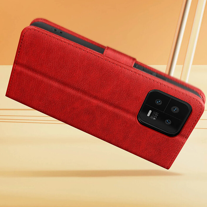 Avizar Housse pour Xiaomi 13 portefeuille rangement carte support vidéo rouge pas cher