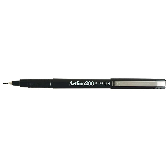 ARTLINE Stylo Feutre 200 Permanent Indélébile Pointe 0,4 mm Noir x 12