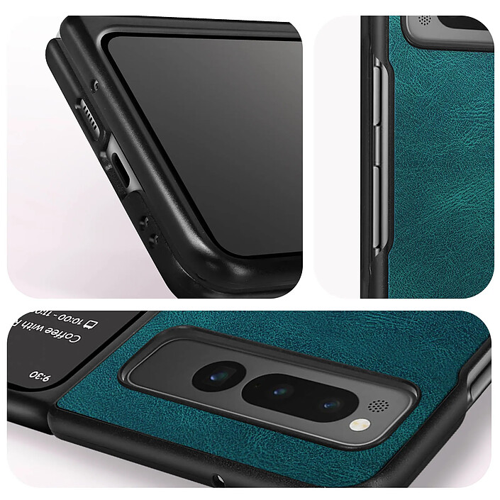 Avizar Coque pour Google Pixel Fold, Rigide et Soft Touch en Simili Cuir Turquoise pas cher