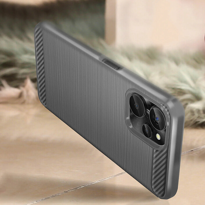 Avizar Coque pour Realme 9i 5G Renforcée Souple Effet Carbone Brossé Noir pas cher