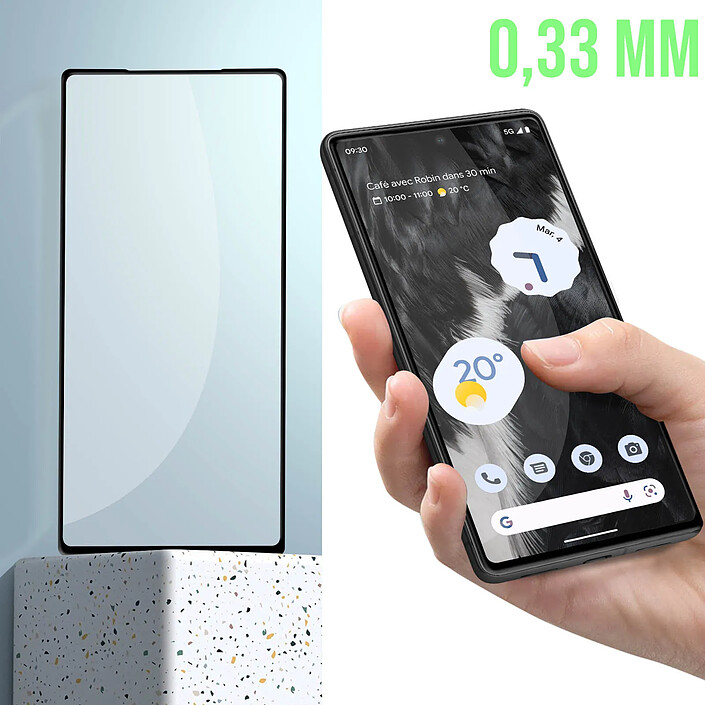 Avizar Verre Trempé pour Google Pixel 7a résistant dureté 9H Transparent biseauté noir pas cher