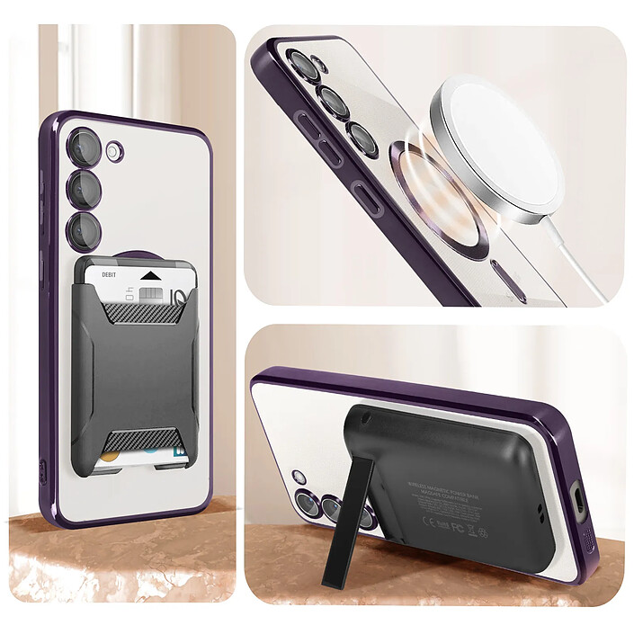 Avis Avizar Coque pour Galaxy S23 compatible Magsafe avec bord Chromé Violet