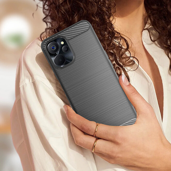 Acheter Avizar Coque pour Realme 9i 5G Renforcée Souple Effet Carbone Brossé Noir