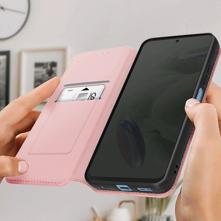 Avis Avizar Étui pour Redmi Note 12 4G clapet magnétique porte-carte support vidéo Rose