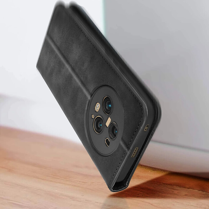 Avis Avizar Étui pour Honor Magic 5 Pro portefeuille support vidéo motif croisillon Noir