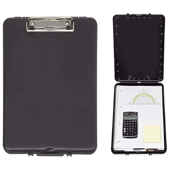 MAUL Porte-bloc avec compartiment de rangement, porte-formulaires, A4, format portrait noir