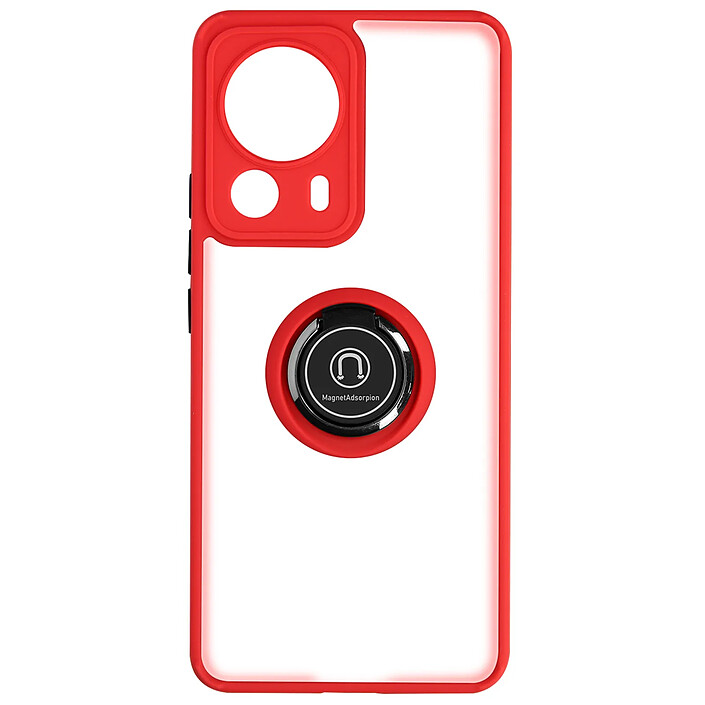 Avizar Coque pour Xiaomi 13 Lite Bi-matière Bague Métallique Support Vidéo rouge