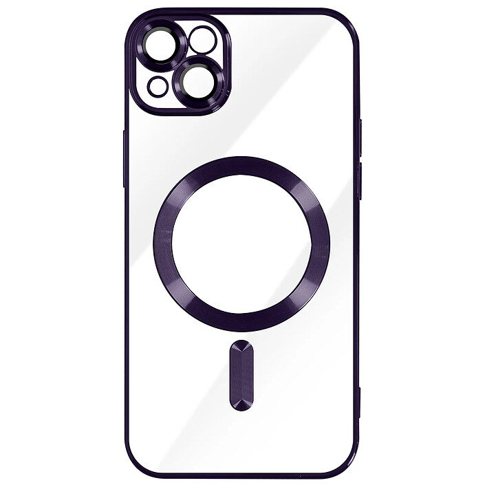 Avizar Coque MagSafe pour iPhone 13 Silicone Protection Caméra Contour Chromé Violet