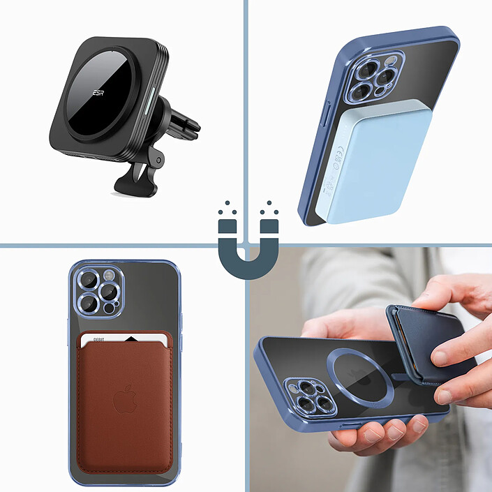 Acheter Avizar Coque MagSafe pour iPhone 12 Pro Silicone Protection Caméra Chromé Bleu Clair