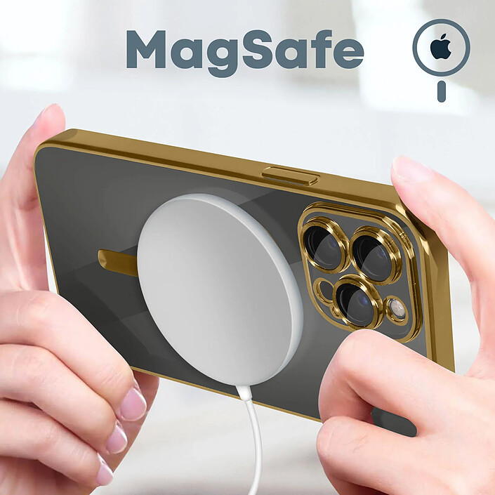Avis Avizar Coque MagSafe pour iPhone 13 Pro Max Silicone Protection Caméra Chromé Or