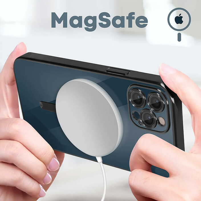 Avis Avizar Coque MagSafe pour iPhone 12 Pro Silicone Protection Caméra Contour Chromé Noir