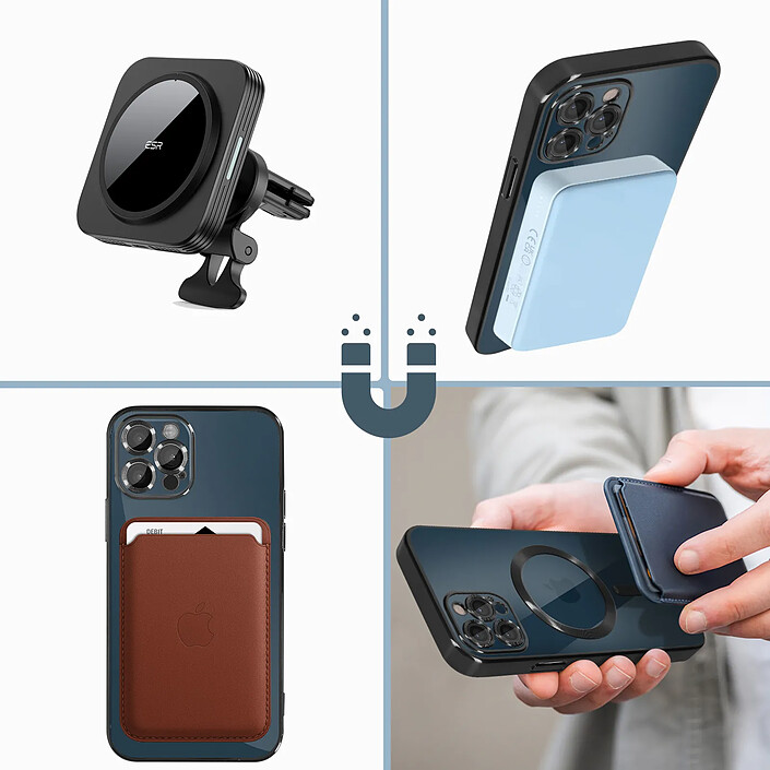 Acheter Avizar Coque MagSafe pour iPhone 12 Pro Silicone Protection Caméra Contour Chromé Noir