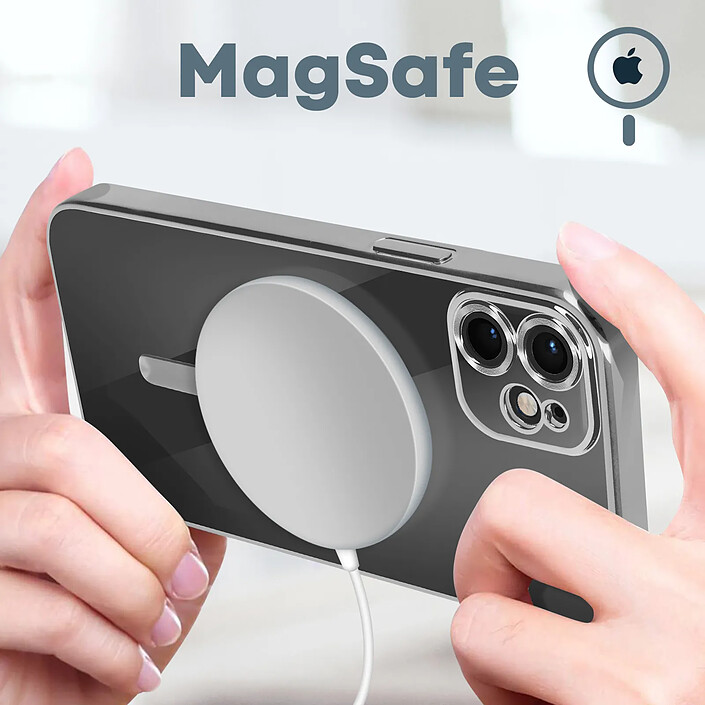 Avis Avizar Coque MagSafe pour iPhone 11 Silicone Protection Caméra Contour Chromé Argent