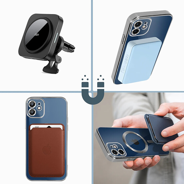 Acheter Avizar Coque MagSafe pour iPhone 12 Silicone Protection Caméra Contour Chromé Argent