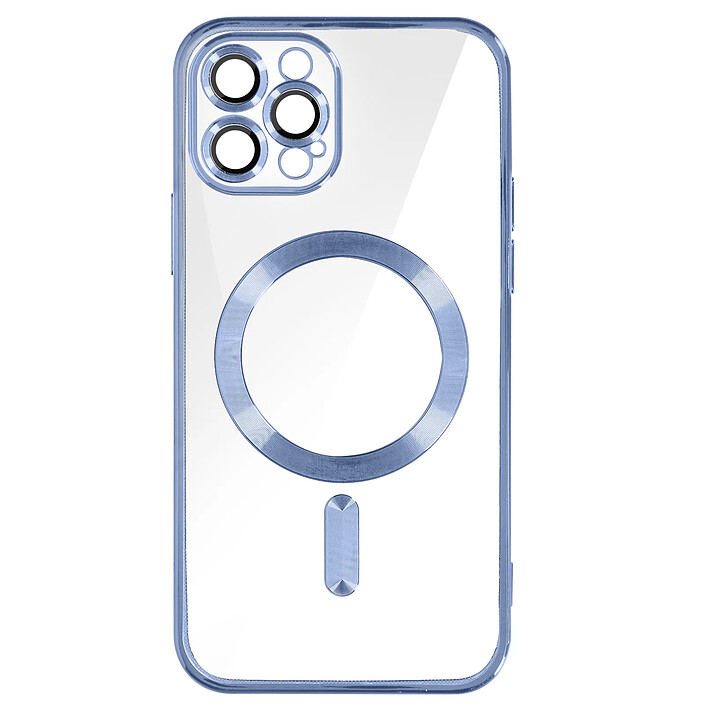 Avizar Coque MagSafe pour iPhone 12 Pro Silicone Protection Caméra Chromé Bleu Clair