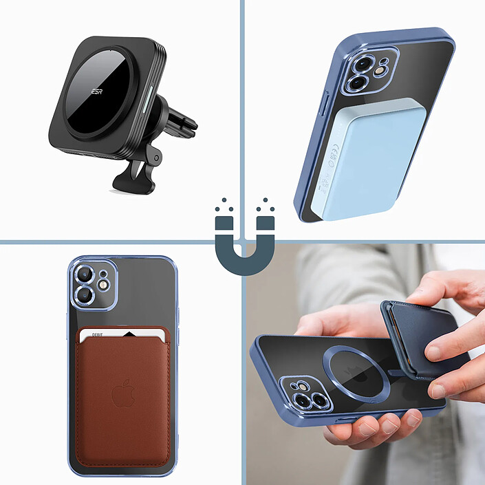 Acheter Avizar Coque MagSafe pour iPhone 12 Silicone Protection Caméra Chromé Bleu Clair