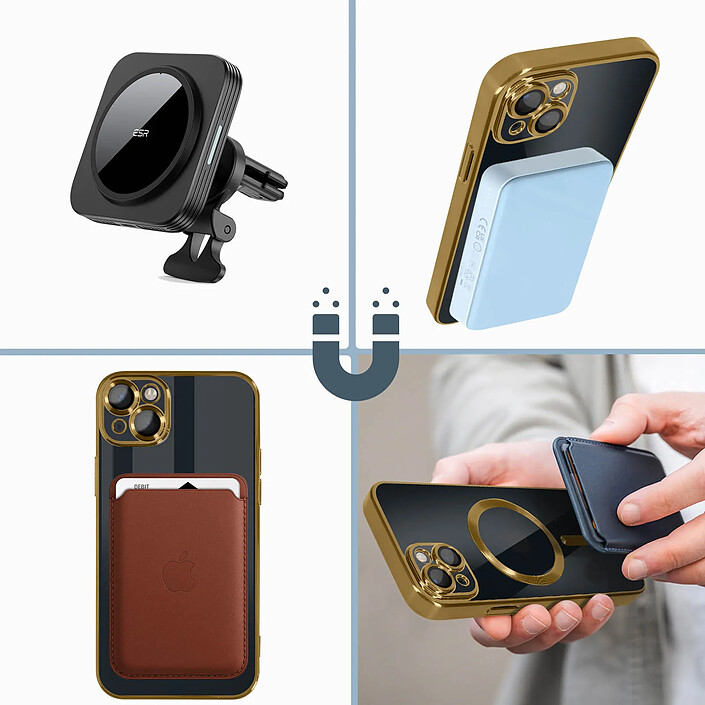 Acheter Avizar Coque MagSafe pour iPhone 13 avec Contour Chromé Ultra Élégant Dorée