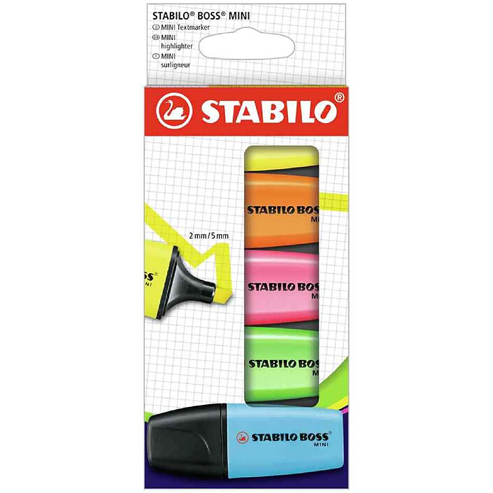 STABILO Étui de 5 Surligneur BOSS mini fluo coloris assortis