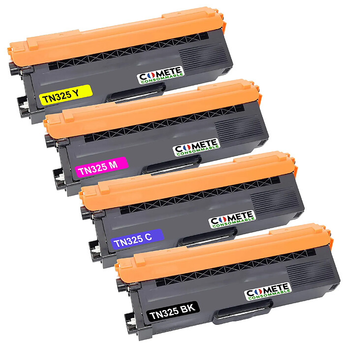 COMETE - Marque Française - TN325 TN326 - 4 Toners compatibles avec BROTHER TN325/326 - 1 Noir, 1 Cyan, 1 Magenta, 1 Jaune