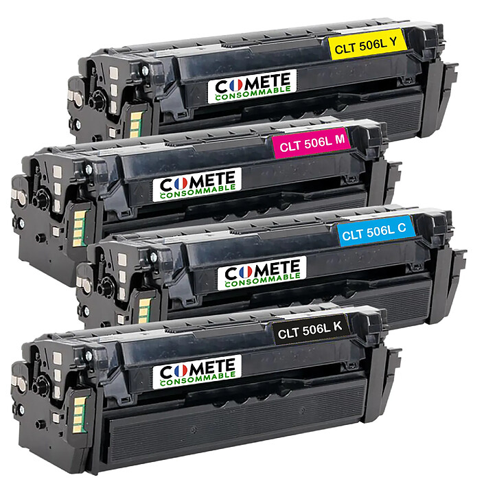 COMETE - 506L - 4 Cartouches de Toners Compatibles avec Samsung CPL 680 CLX-6260 506L 506 CLT-506L CLT-506S