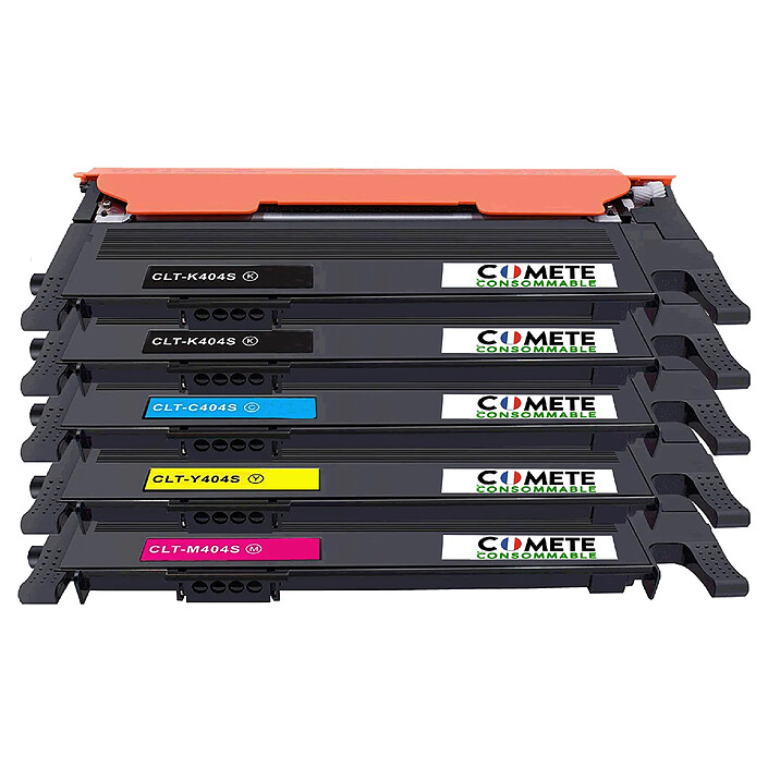 COMETE - Marque Française - 404S - 5 Toners Compatibles avec Samsung CLT-404S CLT404S 404S 404C - Noir/Couleur