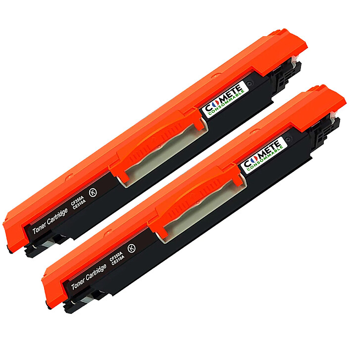 COMETE - 126A - 2 Toners compatibles HP 126A CE310A/CF350A - 2 Noir - Marque Française