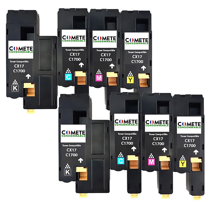 COMETE - CX17 C1700 - 8 Cartouches Toner d'encre Compatible avec Epson Aculaser - Marque Française