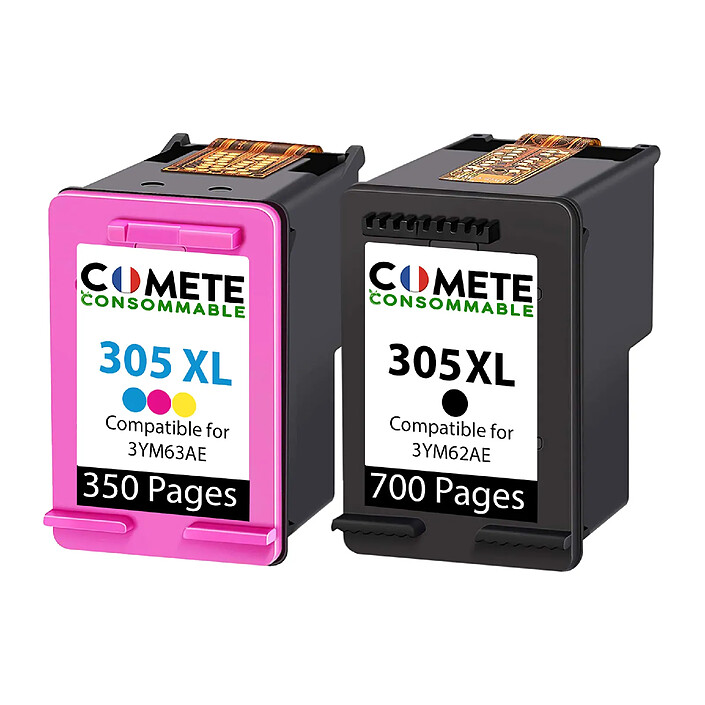COMETE - Marque française - 305XL - 2 Cartouches compatibles HP 305 XL - Noir/Couleur
