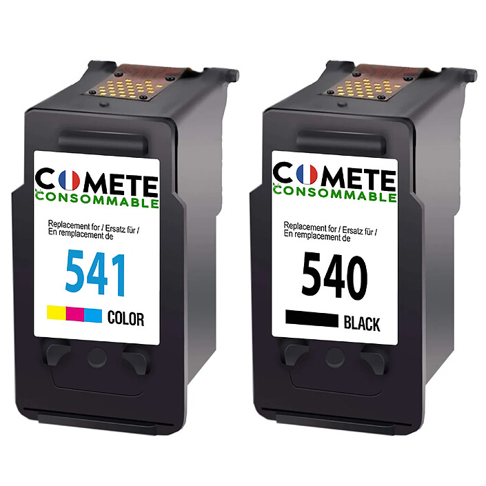 COMETE - 540/541 - 2 cartouches compatibles CANON 540 541 PG-540 CL-541 - Noir - Marque française