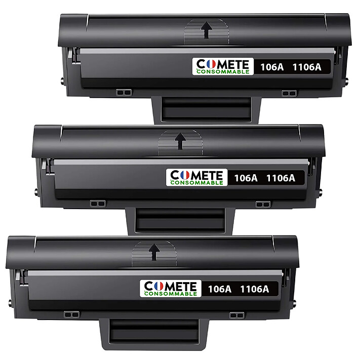 COMETE - 106A - 3 Toners compatibles pour HP 106A - 1 Noir - Marque Française