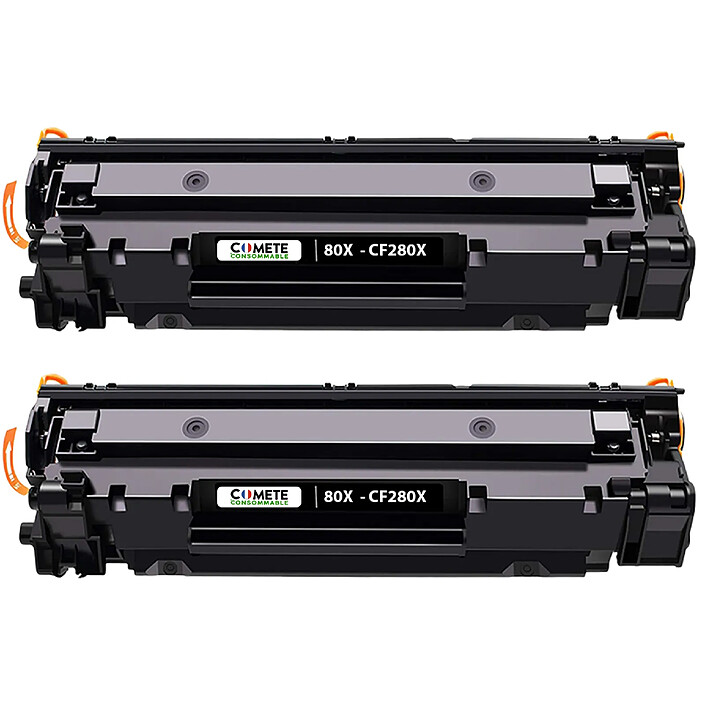 COEMTE - 80X - 2 Toners compatibles pour HP 80X CF280X - 2 Noir - Marque Française