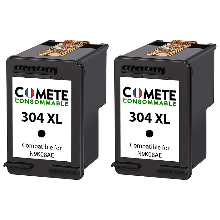 COMETE - Marque Française - 304XL - 2 Cartouches compatibles HP 304 XL - 2 Noir