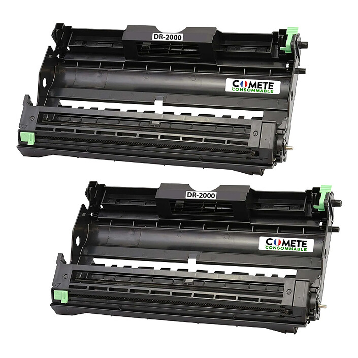 COMETE - DR2000 - 2 Tambours compatibles BROTHER DR2000 - 2 Noir - Marque Française