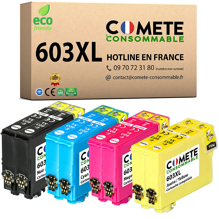 COMETE - 603XL - 8 Cartouches d'encre Compatibles Epson 603 XL Etoile de mer