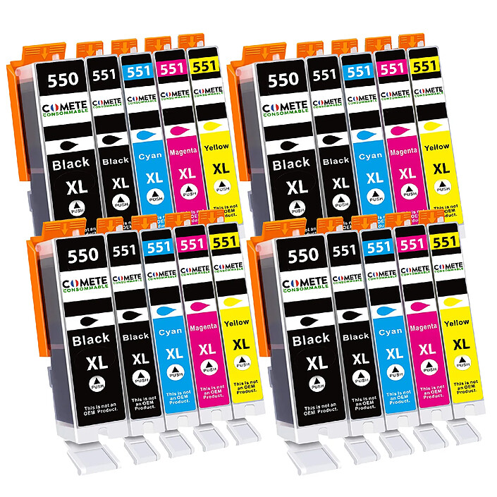COMETE  - Marque Française - 550XL 551XL - 20 Cartouches Compatibles 550 XL 551 XL pour Canon PIXMA
